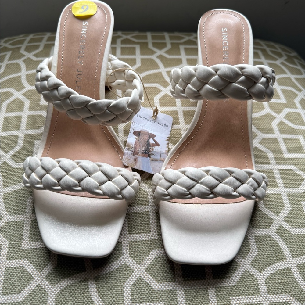 Sincerely Jules Cream Braided Heels
